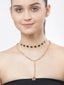 Gold-Toned & Black Gold-Plated Layered Necklace