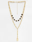 Gold-Toned & Black Gold-Plated Layered Necklace