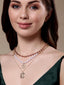 Women Gold-Plated Pearls CZ Stone-Studded Layered Necklace