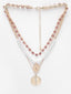 Women Gold-Plated Pearls CZ Stone-Studded Layered Necklace