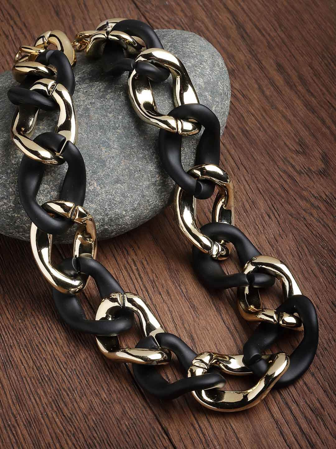 Gold-Toned & Black Gold-Plated Necklace