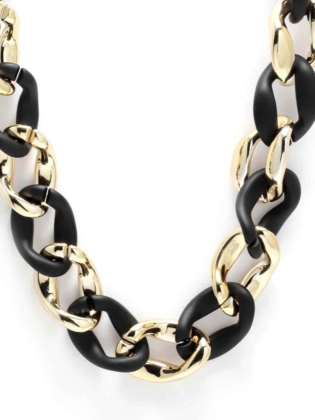 Gold-Toned & Black Gold-Plated Necklace