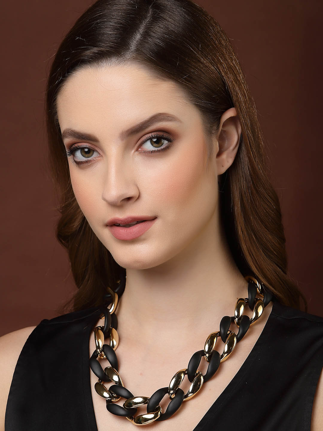 Gold-Toned & Black Gold-Plated Necklace