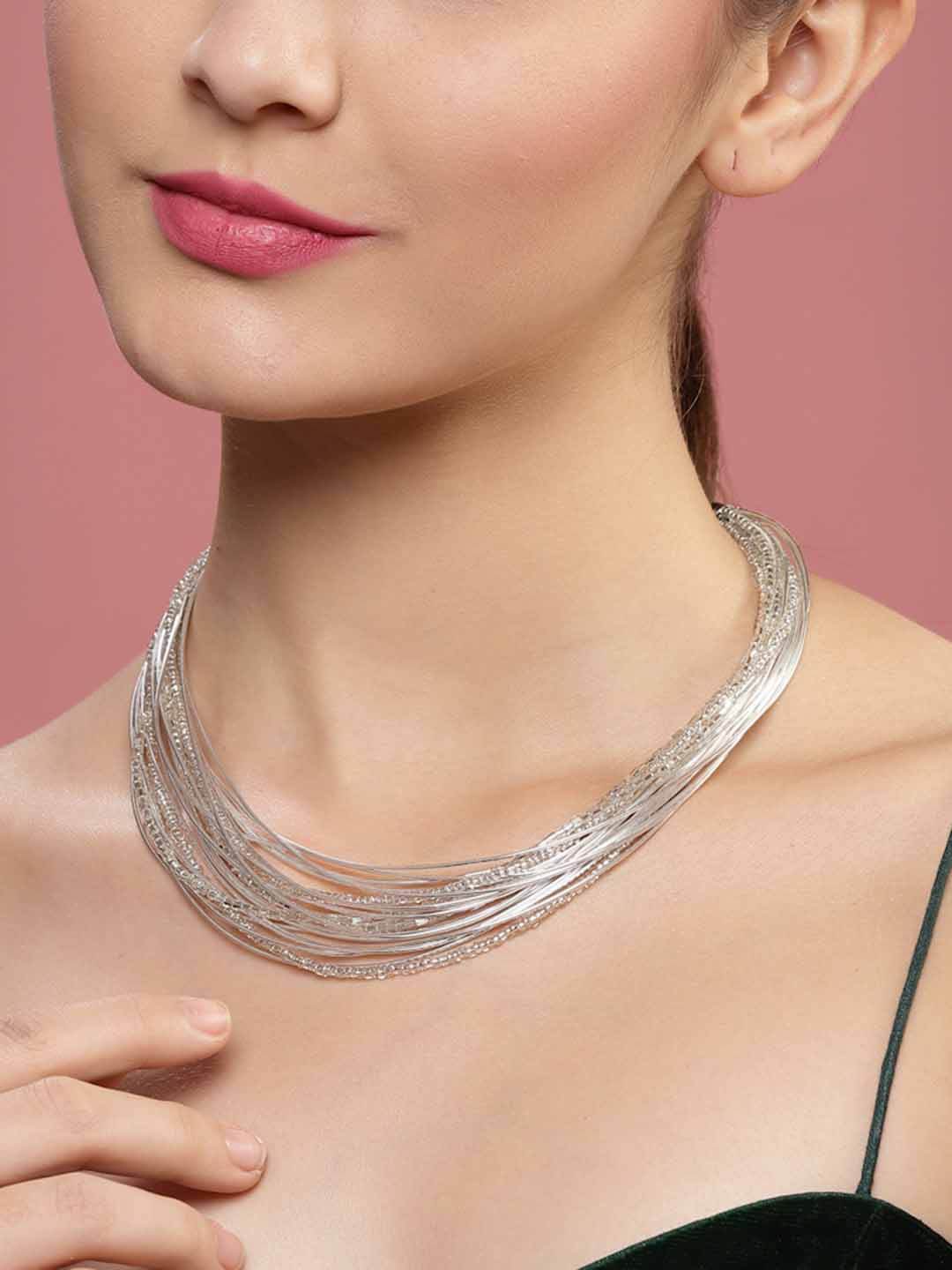 Women Silver-Plated Layered Necklace