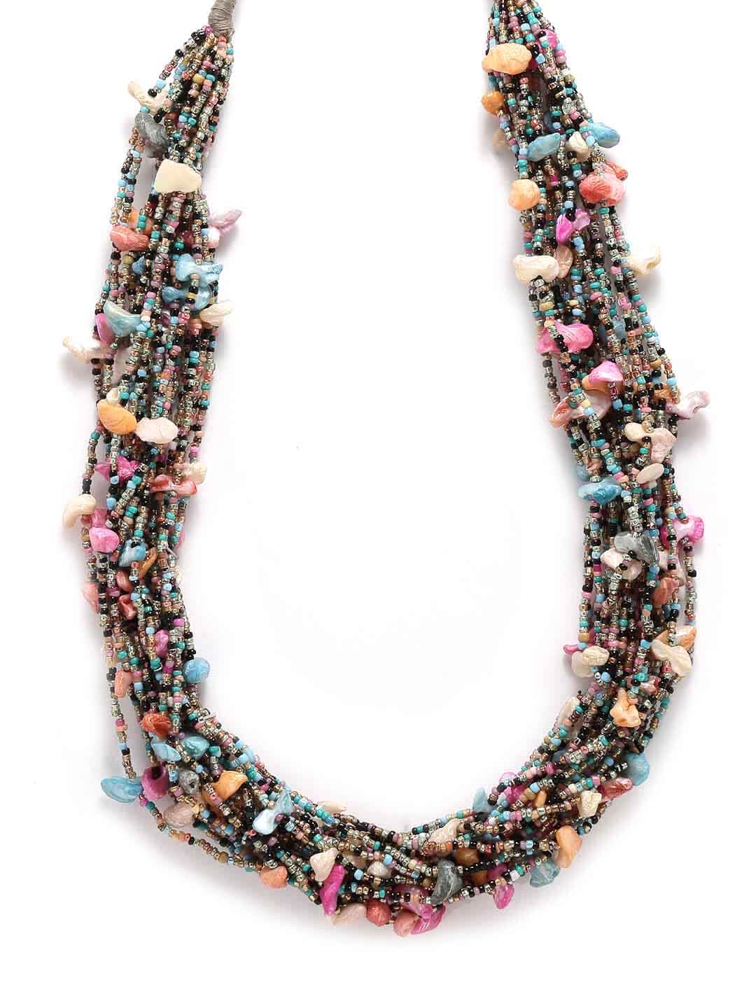 Gold-Toned & Pink Gold-Plated Bohemian Necklace