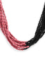 Pink & Black Brass Silver-Plated Beaded Necklace