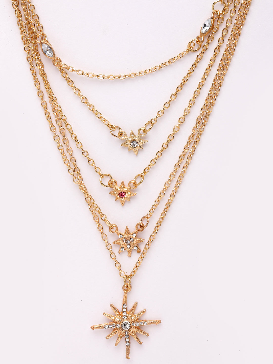 Gold-Toned & White Brass Gold-Plated Layered Necklace