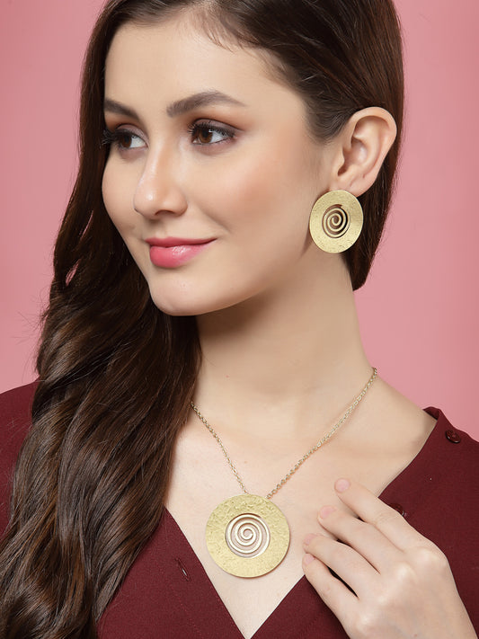 Gold-Plated Circular Shaped Jewellery Set