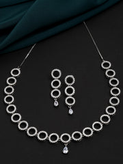 Silver-Plated CZ Stone-Studded Circular Shape Jewellery Set