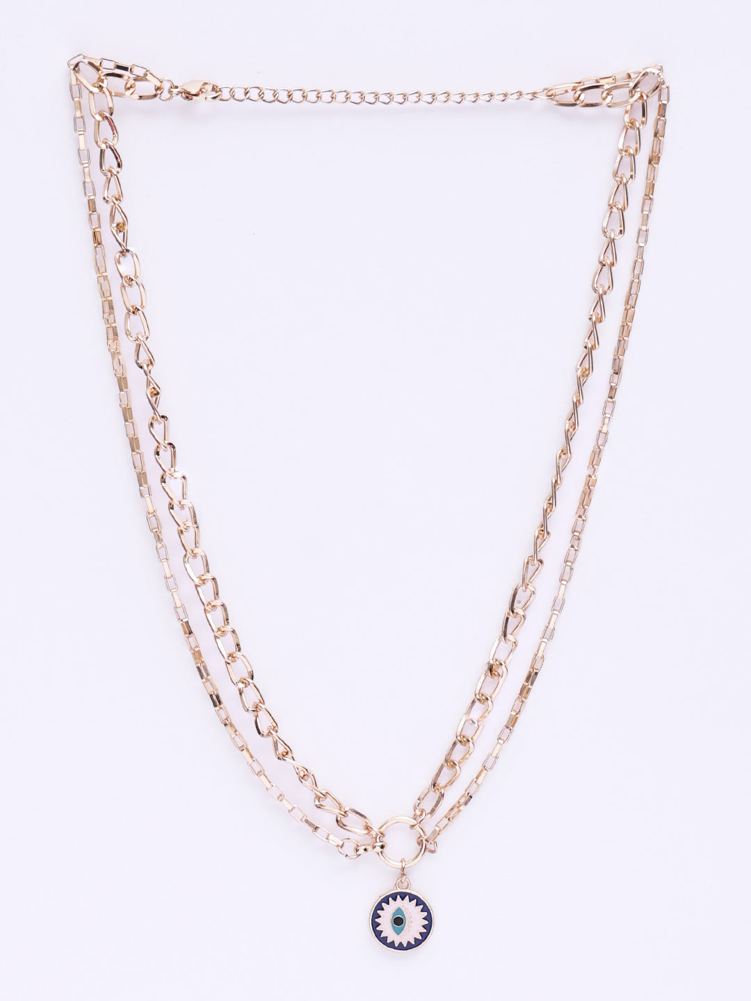 Gold-Plated Evil Eye Layered Necklace and Chain