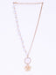 Gold-Plated Floral Shaped With White Beaded Necklace And Chain