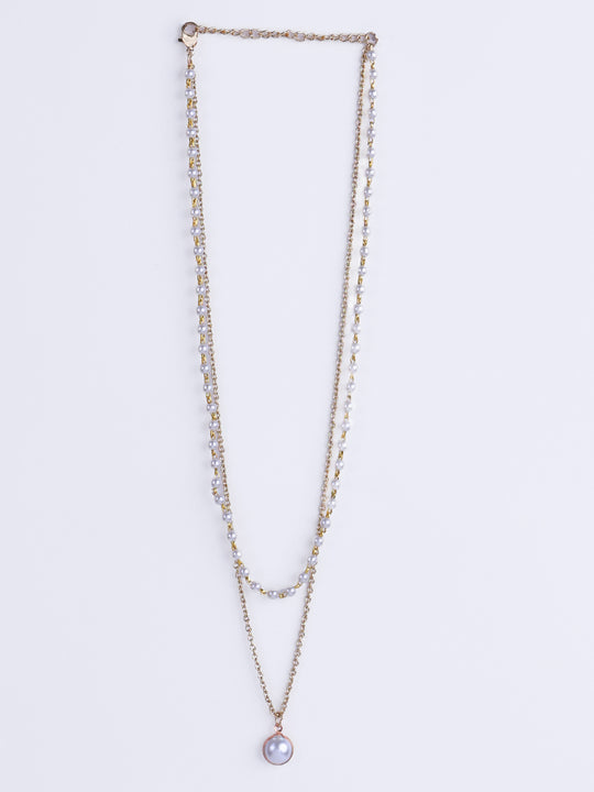 Gold-Plated Pearl Layered Necklace