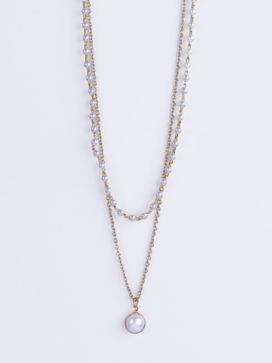Gold-Plated Pearl Layered Necklace