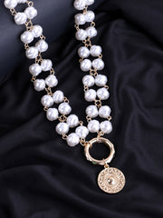 White Gold-Plated Beaded Necklace