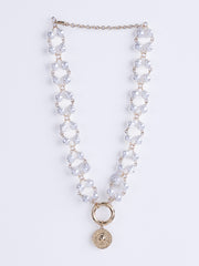 White Gold-Plated Beaded Necklace