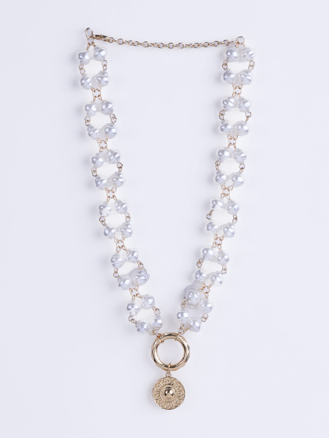 White Gold-Plated Beaded Necklace