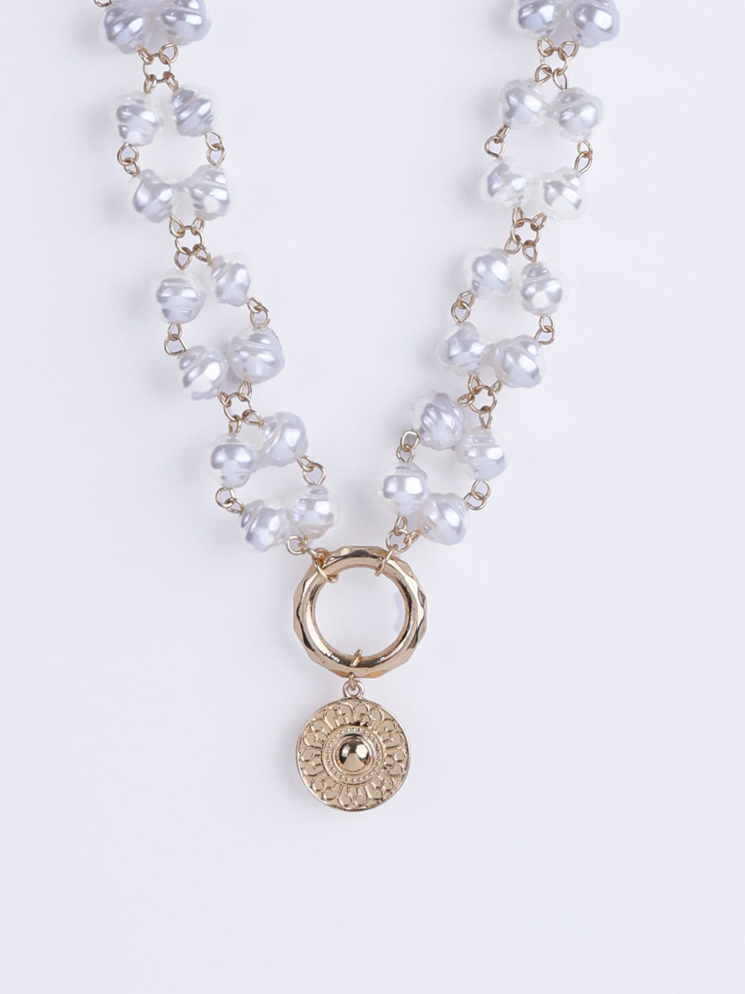 White Gold-Plated Beaded Necklace