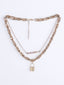 Gold-Plated And Lock Shaped Layered Necklace