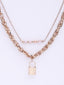 Gold-Plated And Lock Shaped Layered Necklace