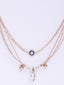 Gold-Plated Evil Eye Stone Studded Layered Chain Necklace