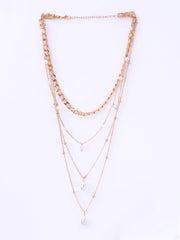 Gold-Plated Chain With Beaded Layered Necklace