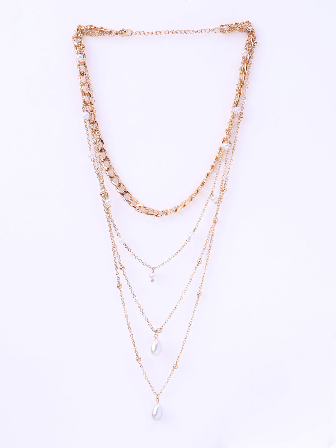 Gold-Plated Chain With Beaded Layered Necklace