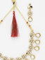 Gold-Plated & Red Stone-Studded & Beaded Jewellery Set