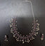 Silver- Plated CZ Stone Studded & Beaded Necklace & Earrings