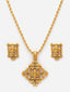 Gold-Plated CZ-Studded Ganesh Shaped Pendant With Chain
