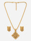 Gold-Plated CZ-Studded Ganesh Shaped Pendant With Chain
