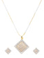 Gold-Plated Silver-Toned & White CZ-Studded Square Shape Handcrafted Jewellery Se