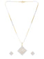 Gold-Plated Silver-Toned & White CZ-Studded Square Shape Handcrafted Jewellery Se