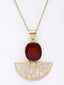 Gold-Plated Stone-Studded Pendant with Chain