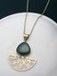 Gold-Plated Stone-Studded Pendant with Chain