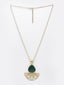 Gold-Plated Stone-Studded Pendant with Chain