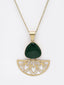 Gold-Plated Stone-Studded Pendant with Chain