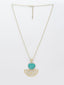 Gold-Plated Stone-Studded Pendant with Chain