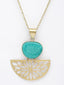 Gold-Plated Stone-Studded Pendant with Chain