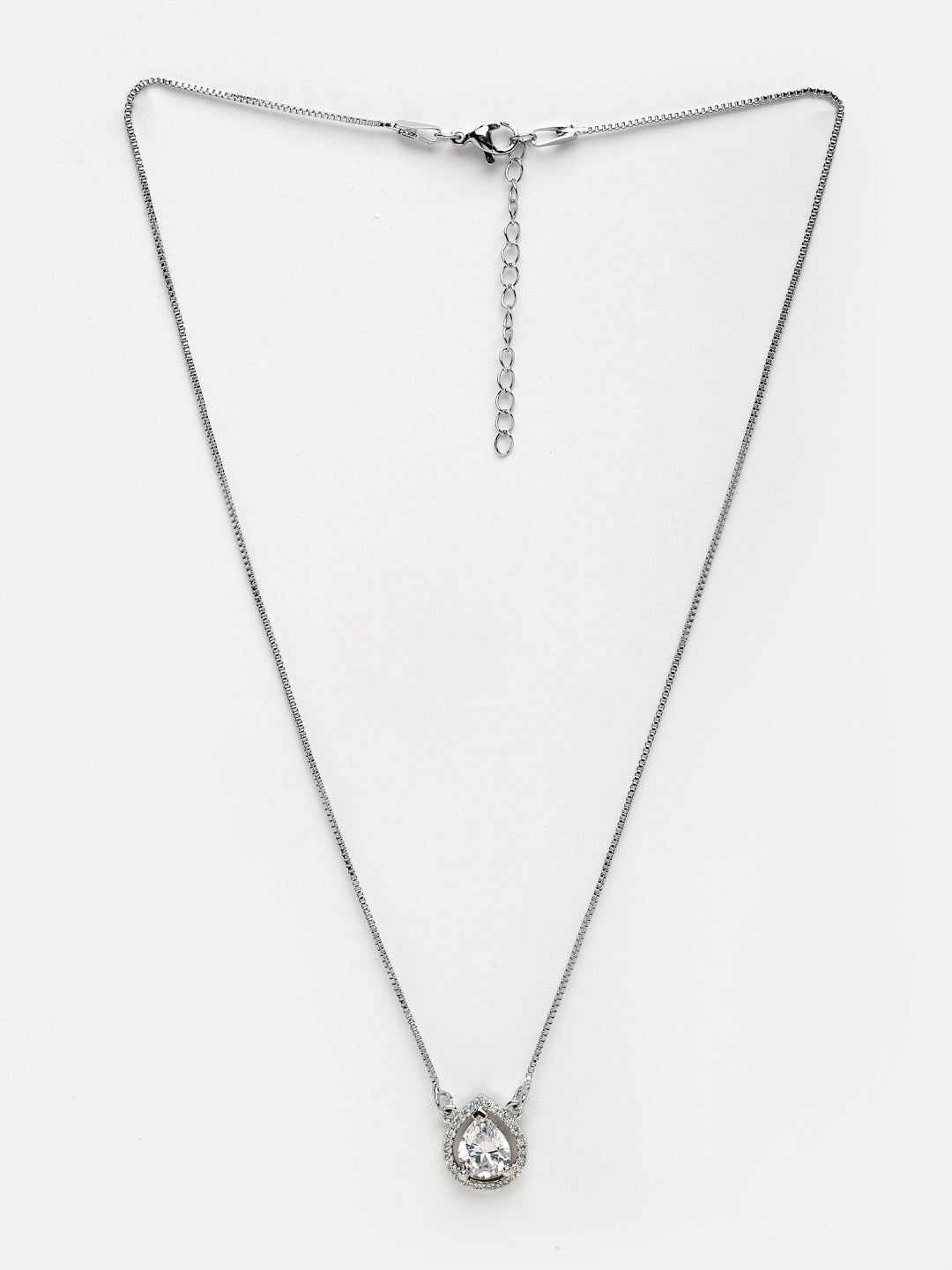 Women Silver-Plated & CZ-Studded Pendant With Chain