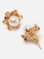 Gold-Plated Stone Studded Pearl Pendant With Earrings