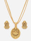 Gold-Plated CZ-Studded Ganesh Shaped Pendant with Chain