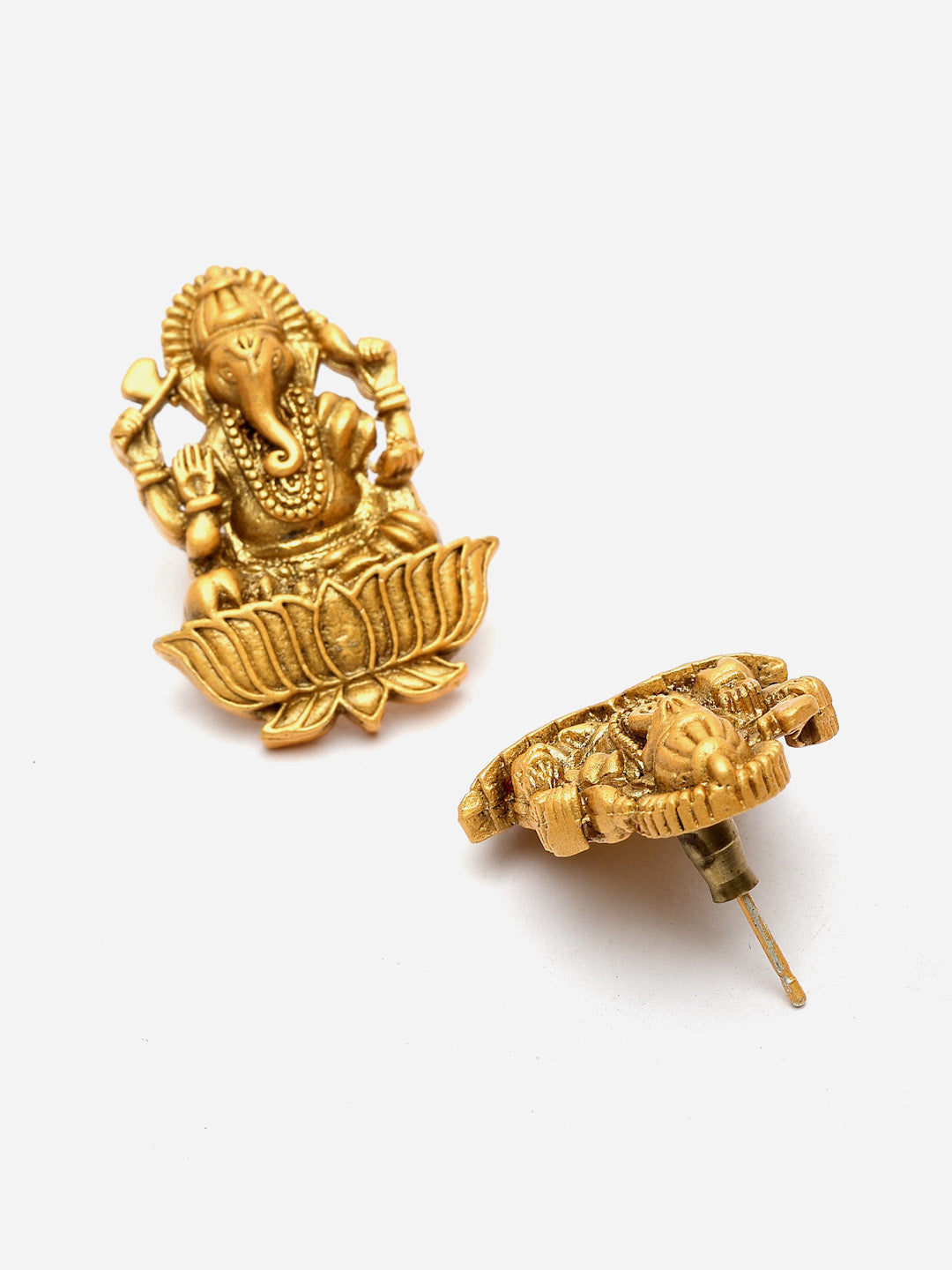 Gold-Plated CZ-Studded Ganesh Shaped Pendant with Chain