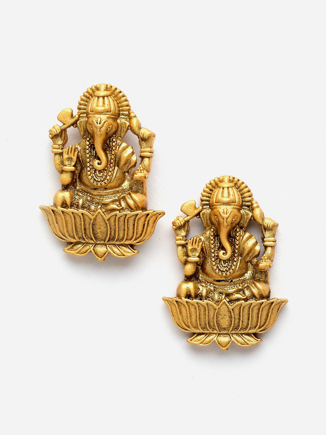 Gold-Plated CZ-Studded Ganesh Shaped Pendant with Chain