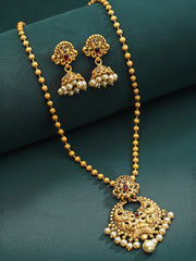 Gold-Plated CZ-Studded Pendant With Chain