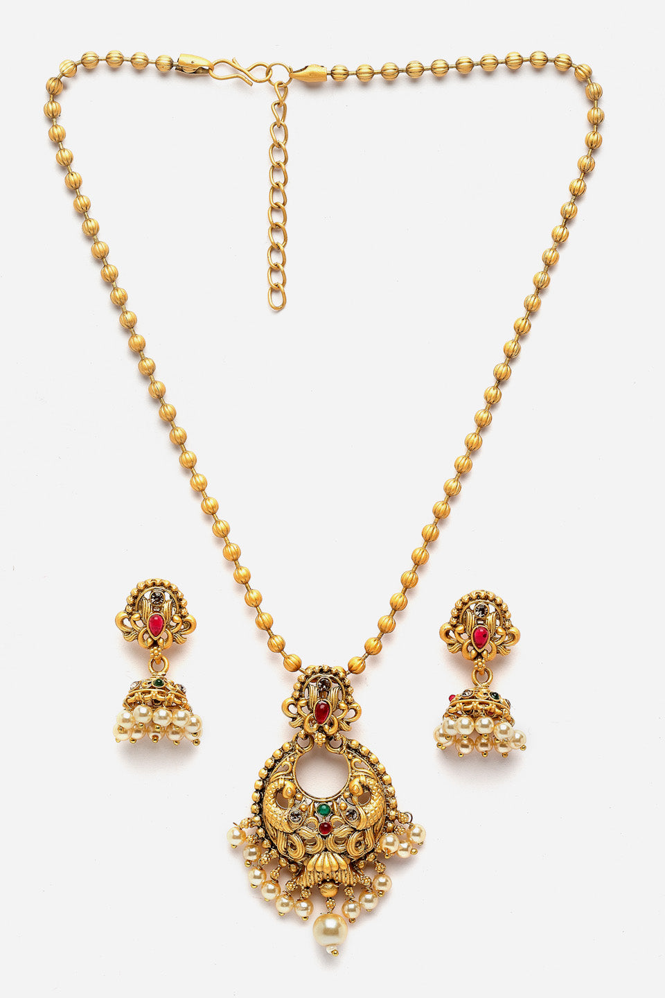 Gold-Plated CZ-Studded Pendant With Chain