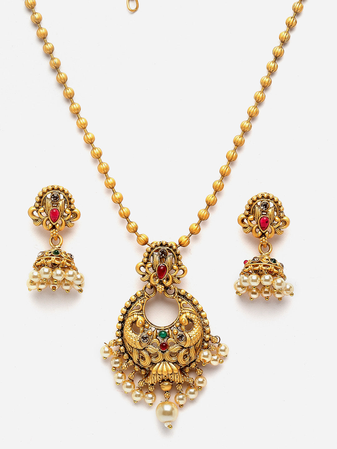 Gold-Plated CZ-Studded Pendant With Chain