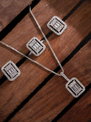 Silver-Plated Cubic Zirconia Studded Jewellery Set