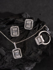 Silver-Plated Cubic Zirconia Studded Jewellery Set