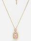 Gold-Plated Cubic Zirconia Studded Solitaire Pendant with Chain