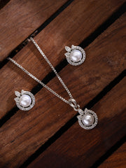 Silver-Plated Cubic Zirconia Studded Jewellery Set